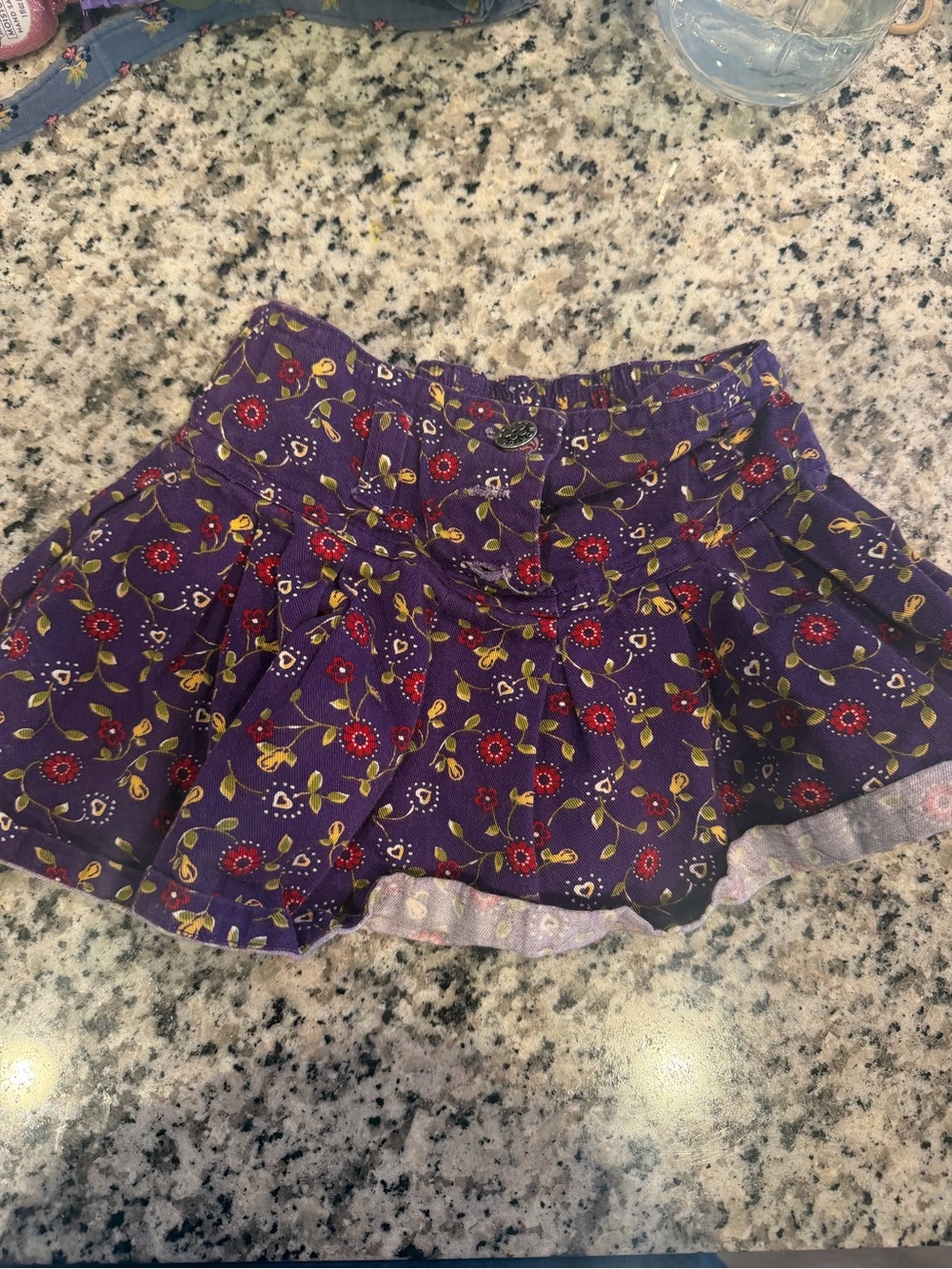VINTAGE 90s Girls Floral Purple Ruffle Skirt